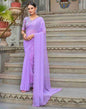 Lavender Plain Georgette Saree