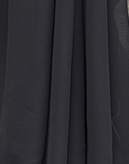 Black Plain Georgette Saree