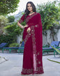Pink Swarovski Georgette Stone Work Saree