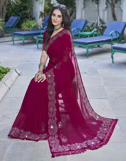 Pink Swarovski Georgette Stone Work Saree