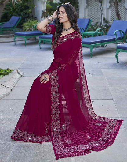 Pink Swarovski Georgette Stone Work Saree