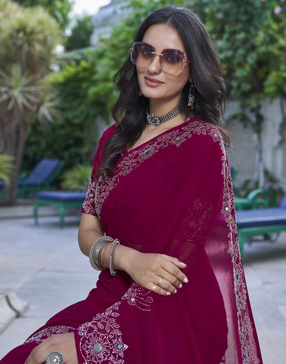 Pink Swarovski Georgette Stone Work Saree