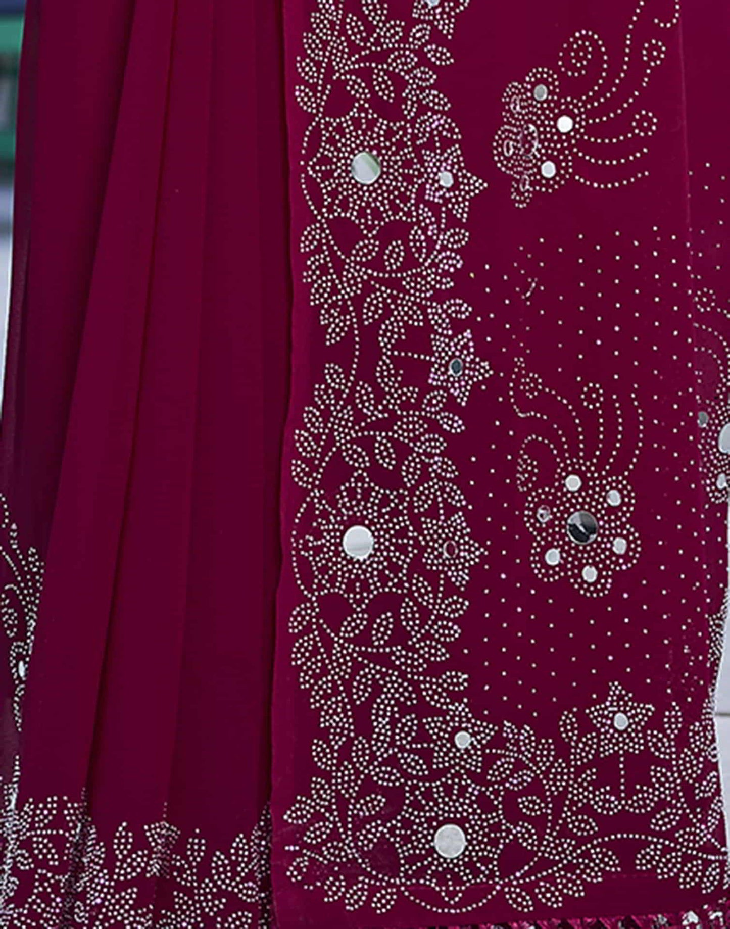 Pink Swarovski Georgette Stone Work Saree