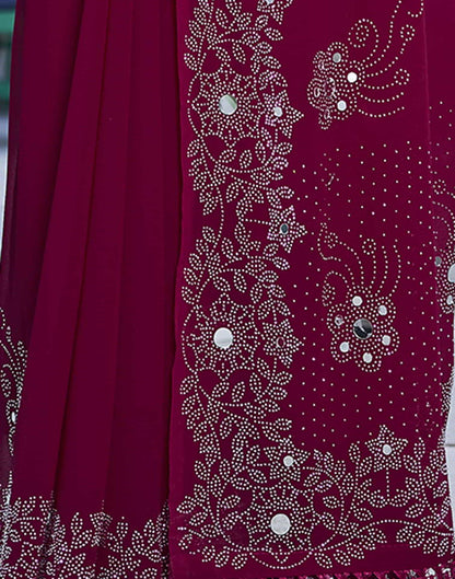 Pink Swarovski Georgette Stone Work Saree