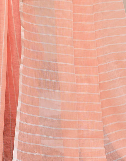 Peach Leheriya Linen Woven Saree