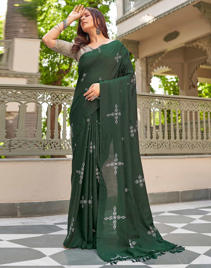 Green Printed Cotton Saree
