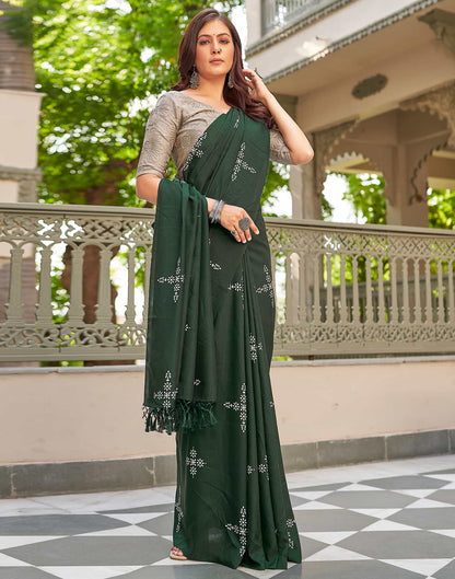 Green Printed Cotton Saree