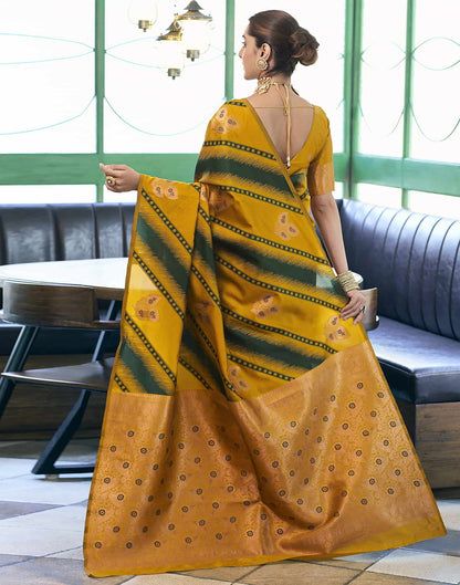 Yellow Banarasi Silk Woven Saree