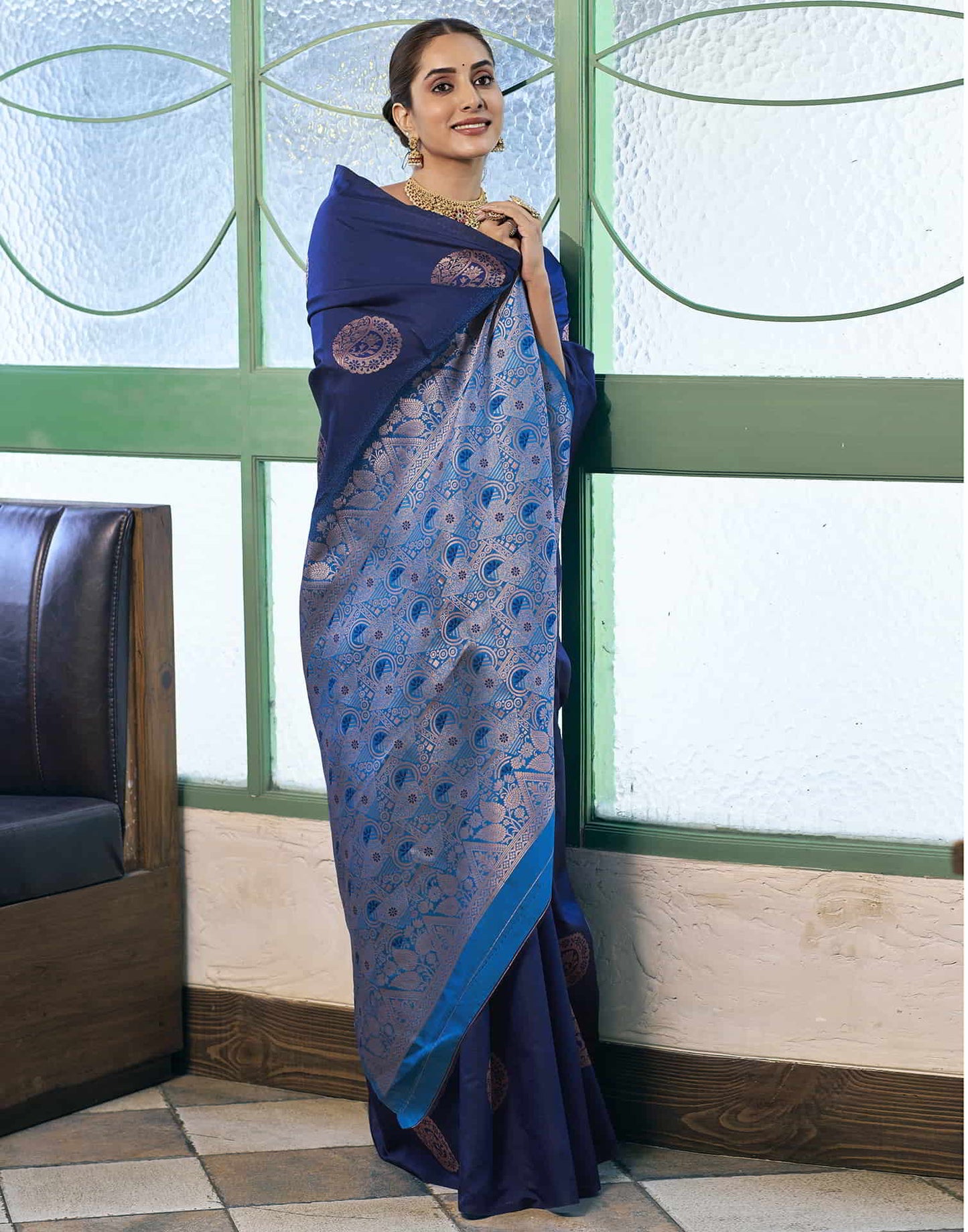 Blue Banarasi Silk Woven Saree