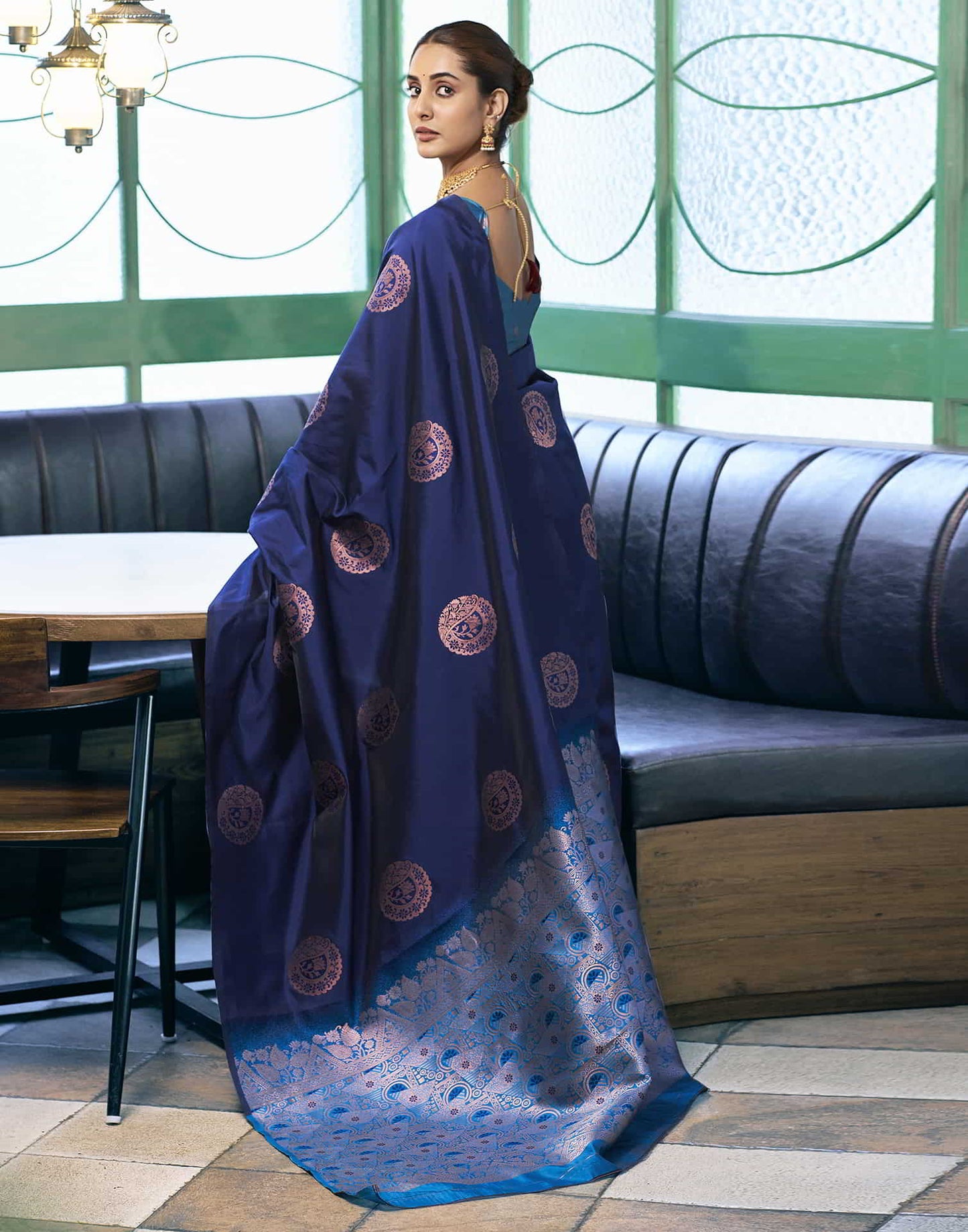 Blue Banarasi Silk Woven Saree