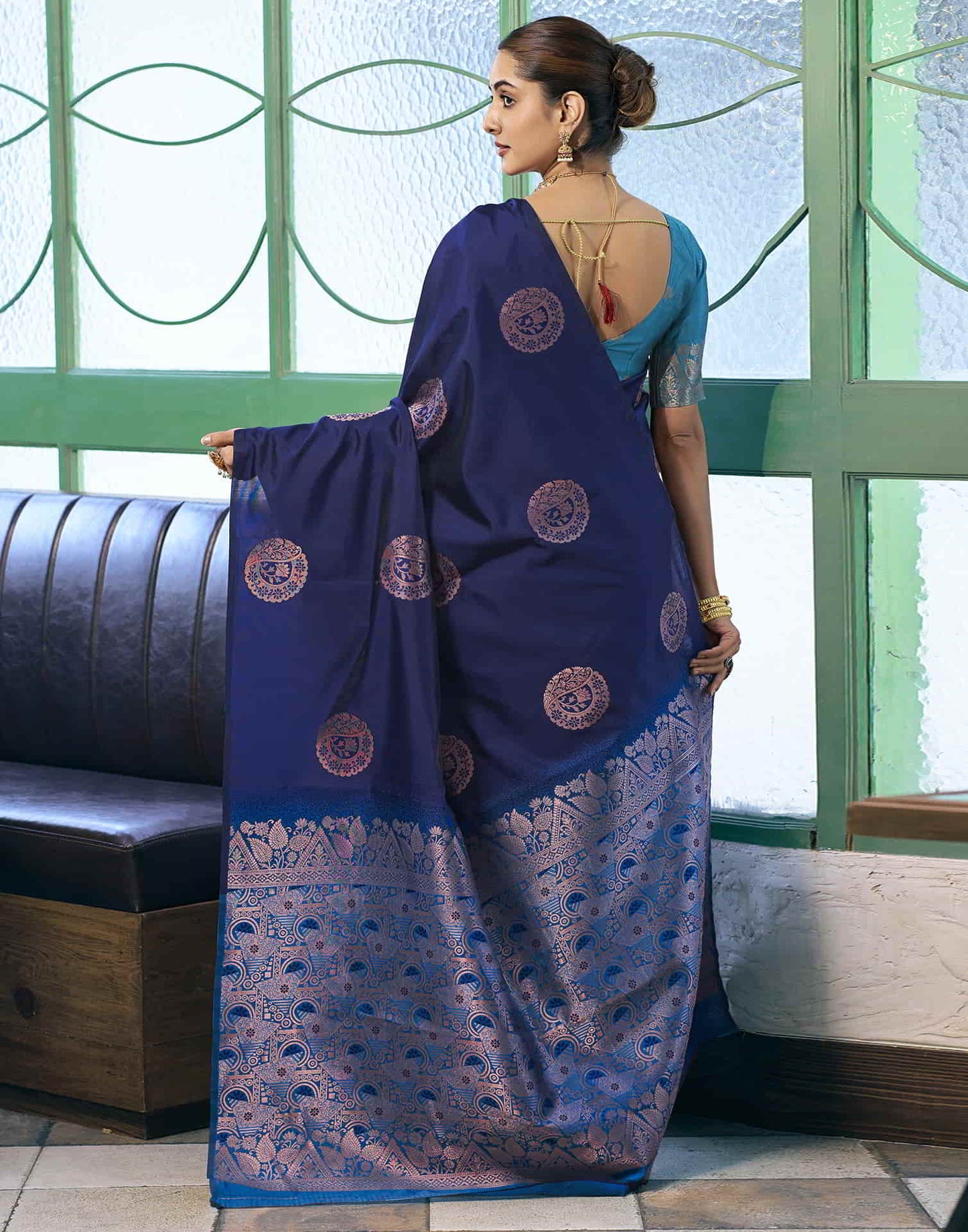 Blue Banarasi Silk Woven Saree