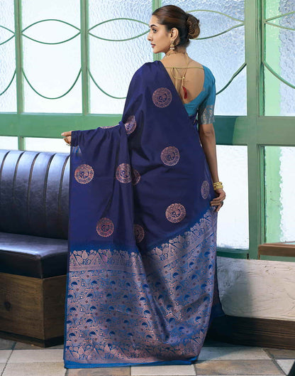 Blue Banarasi Silk Woven Saree