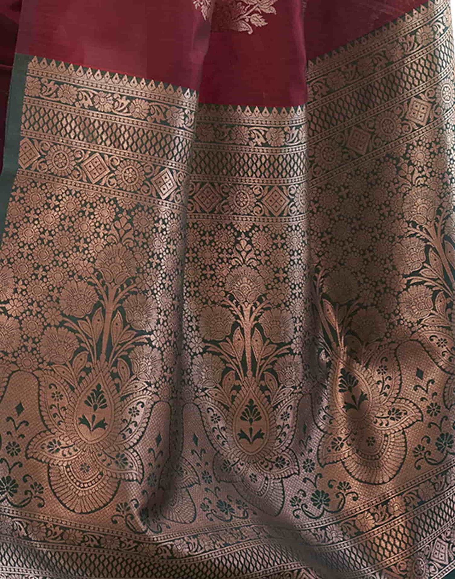 Maroon Banarasi Silk Woven Saree