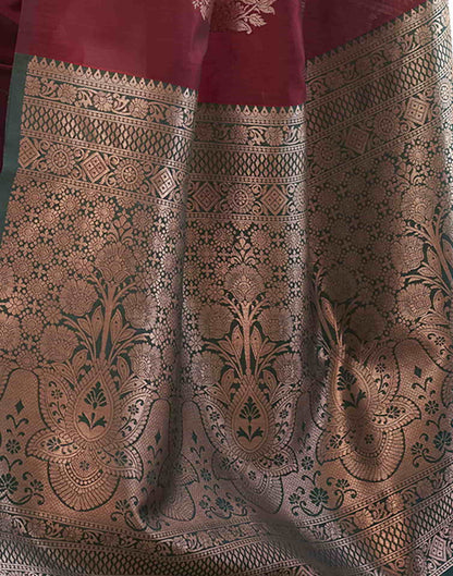 Maroon Banarasi Silk Woven Saree