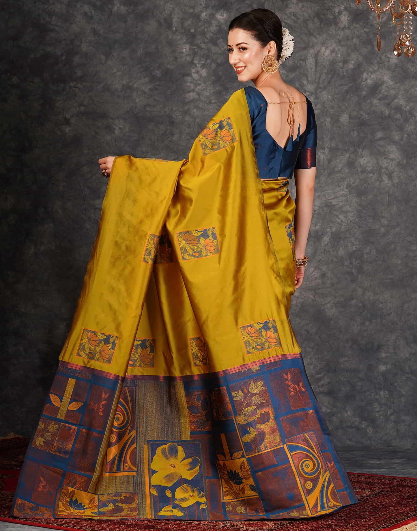 Yellow Banarasi Silk Woven Saree