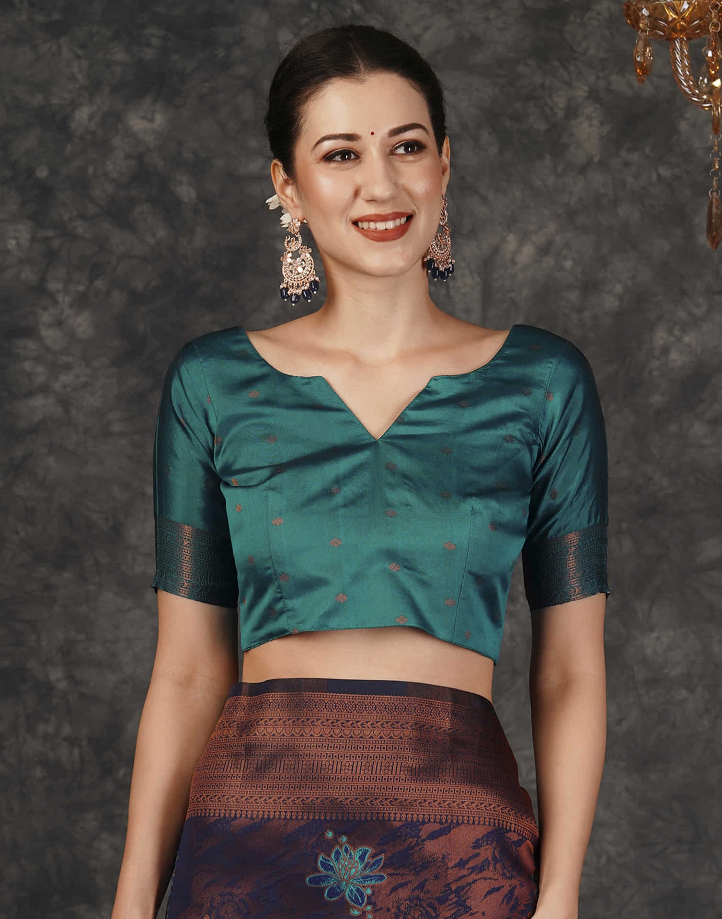 Navy Blue Silk Woven Banarasi Saree