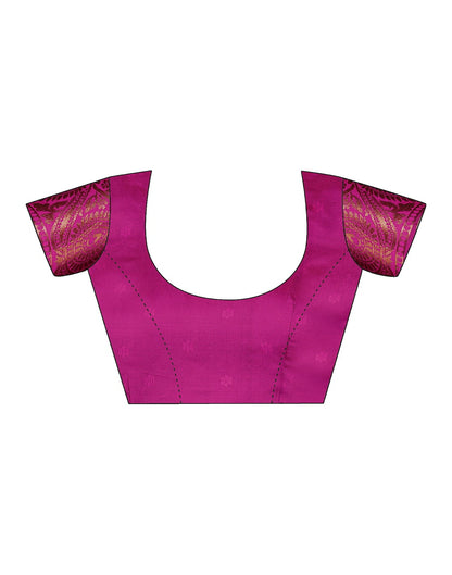 Blue And Pink Banarasi Silk Woven Saree With Tassels