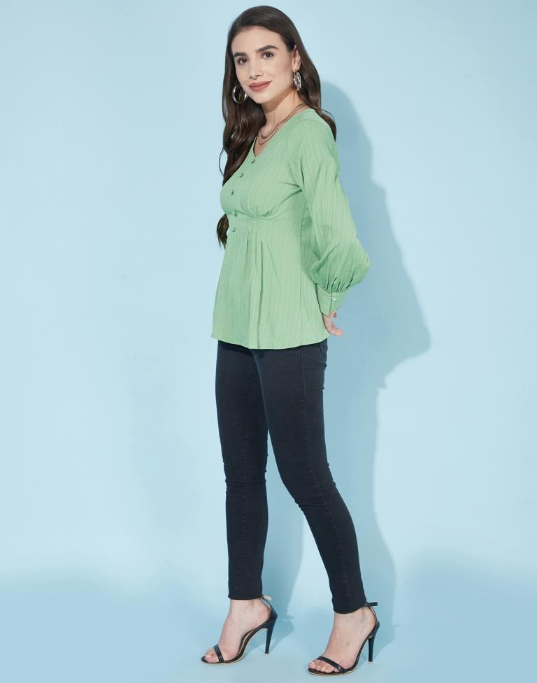 Olive Green bishop sleeves Top | Sudathi