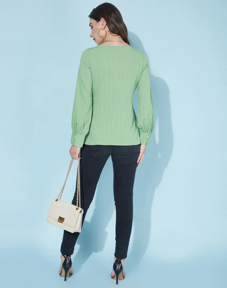 Olive Green bishop sleeves Top | Sudathi