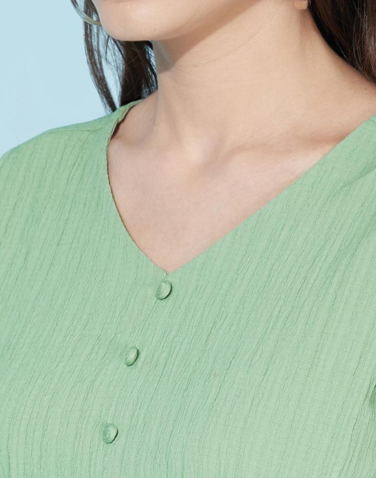 Olive Green bishop sleeves Top | Sudathi