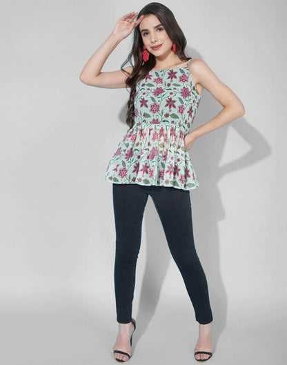 Sea Green Gathered Top | Leemboodi