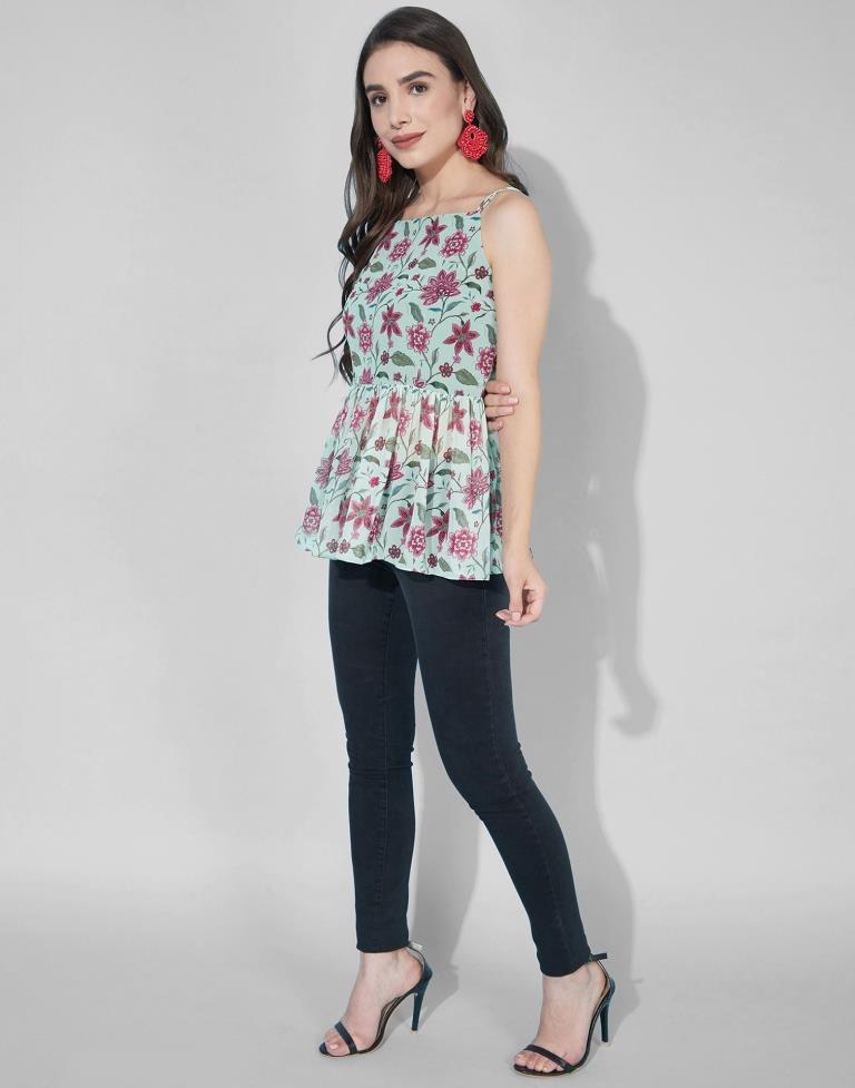 Sea Green Gathered Top | Leemboodi