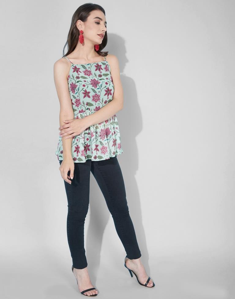 Sea Green Gathered Top | Leemboodi