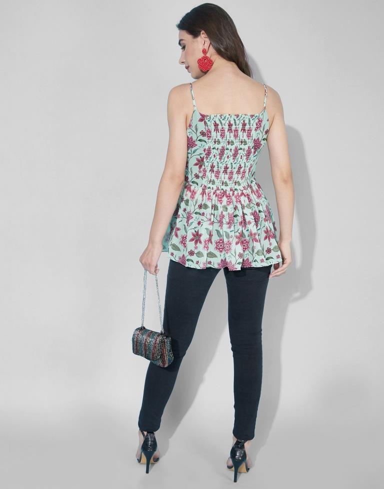 Sea Green Gathered Top | Leemboodi