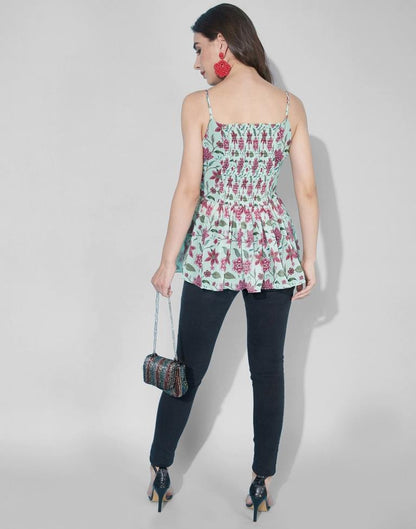 Sea Green Gathered Top | Leemboodi