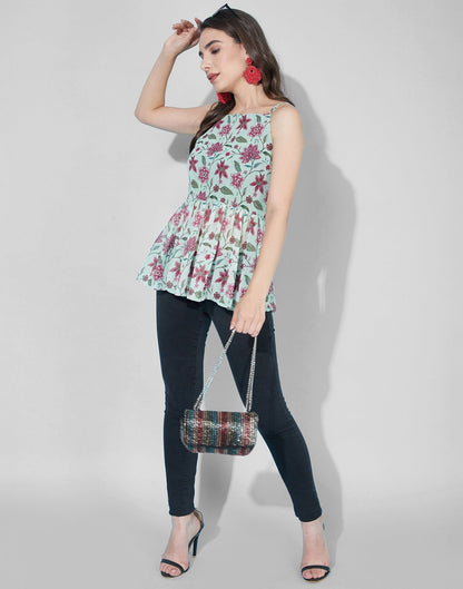 Sea Green Gathered Top | Leemboodi