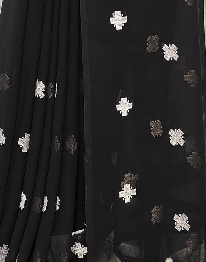 Black Printed Georgette Embroidery Saree