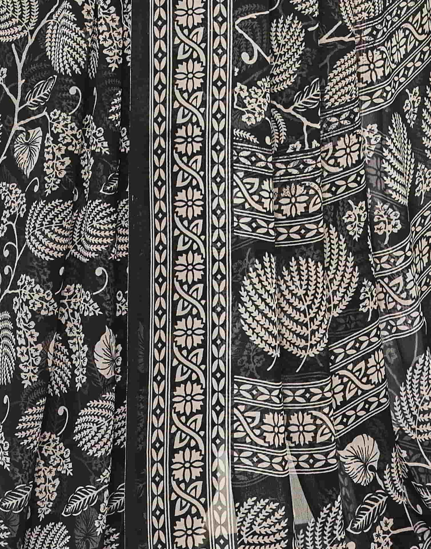 Black Printed Georgette Saree
