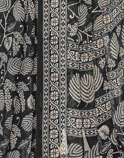 Black Printed Georgette Saree