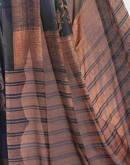 Steel Grey Georgette Printed Saree