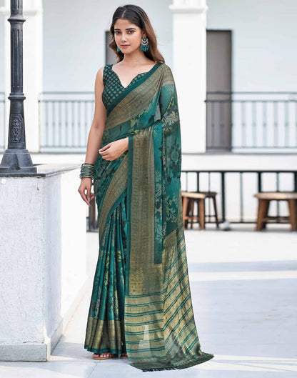 Rama Green Georgette Printed Saree