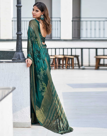 Rama Green Georgette Printed Saree
