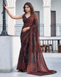 Brown Georgette Printed Saree