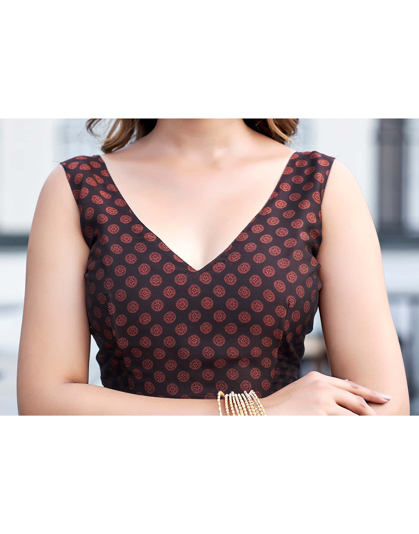 Brown Georgette Printed Saree