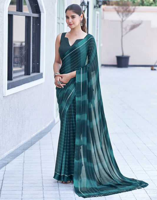Sea Blue Georgette Printed Leheriya Saree