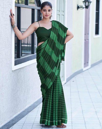 Dark Green Georgette Printed Leheriya Saree