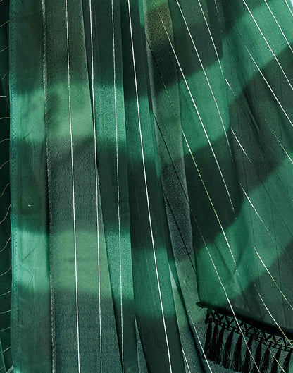 Dark Green Georgette Printed Leheriya Saree