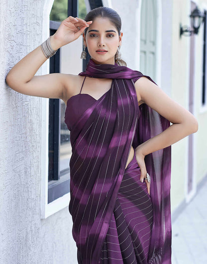 Wine Georgette Printed Leheriya Saree