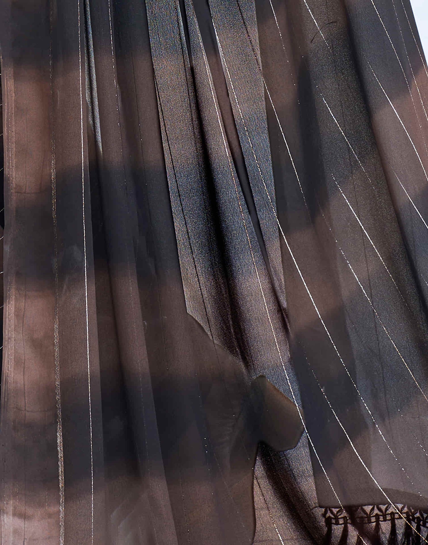 Brown Georgette Printed Leheriya Saree