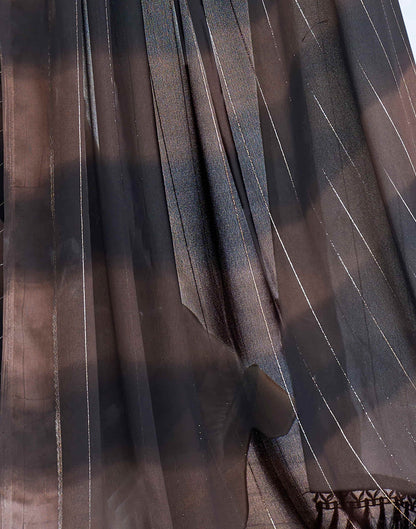 Brown Georgette Printed Leheriya Saree