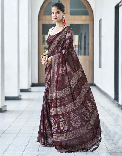 Maroon Georgette Printed Saree
