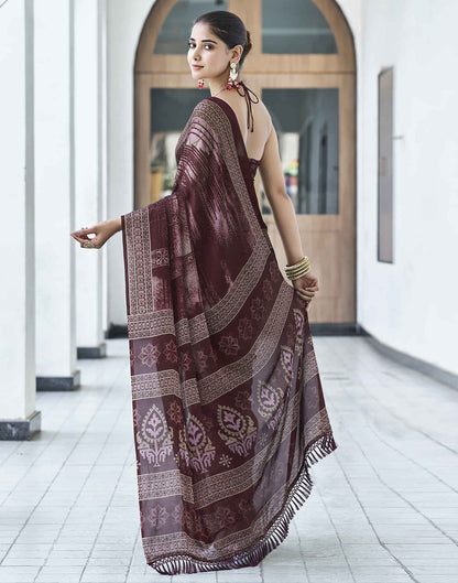 Maroon Georgette Printed Saree