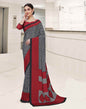 Grey Polyester Printed Saree