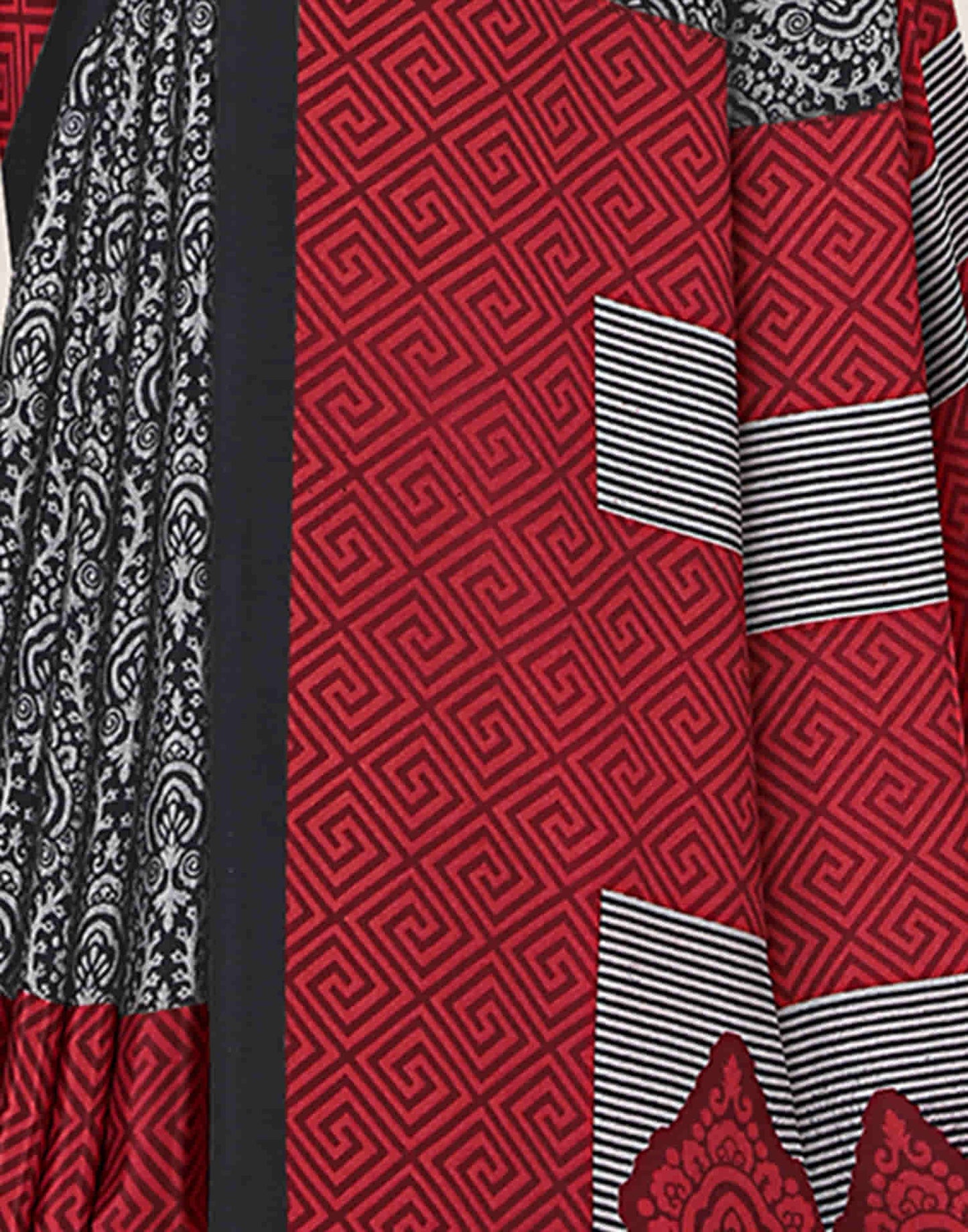 Grey Polyester Printed Saree