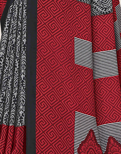 Grey Polyester Printed Saree