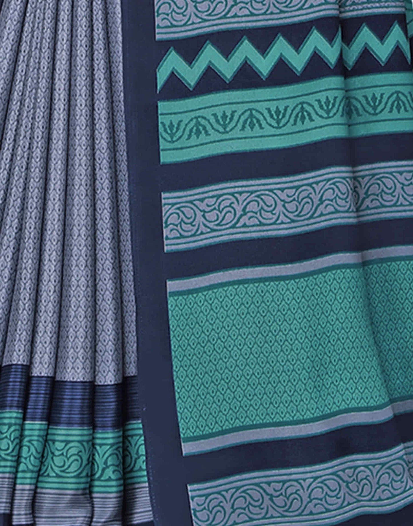 Dusty Blue Polyester Printed Saree